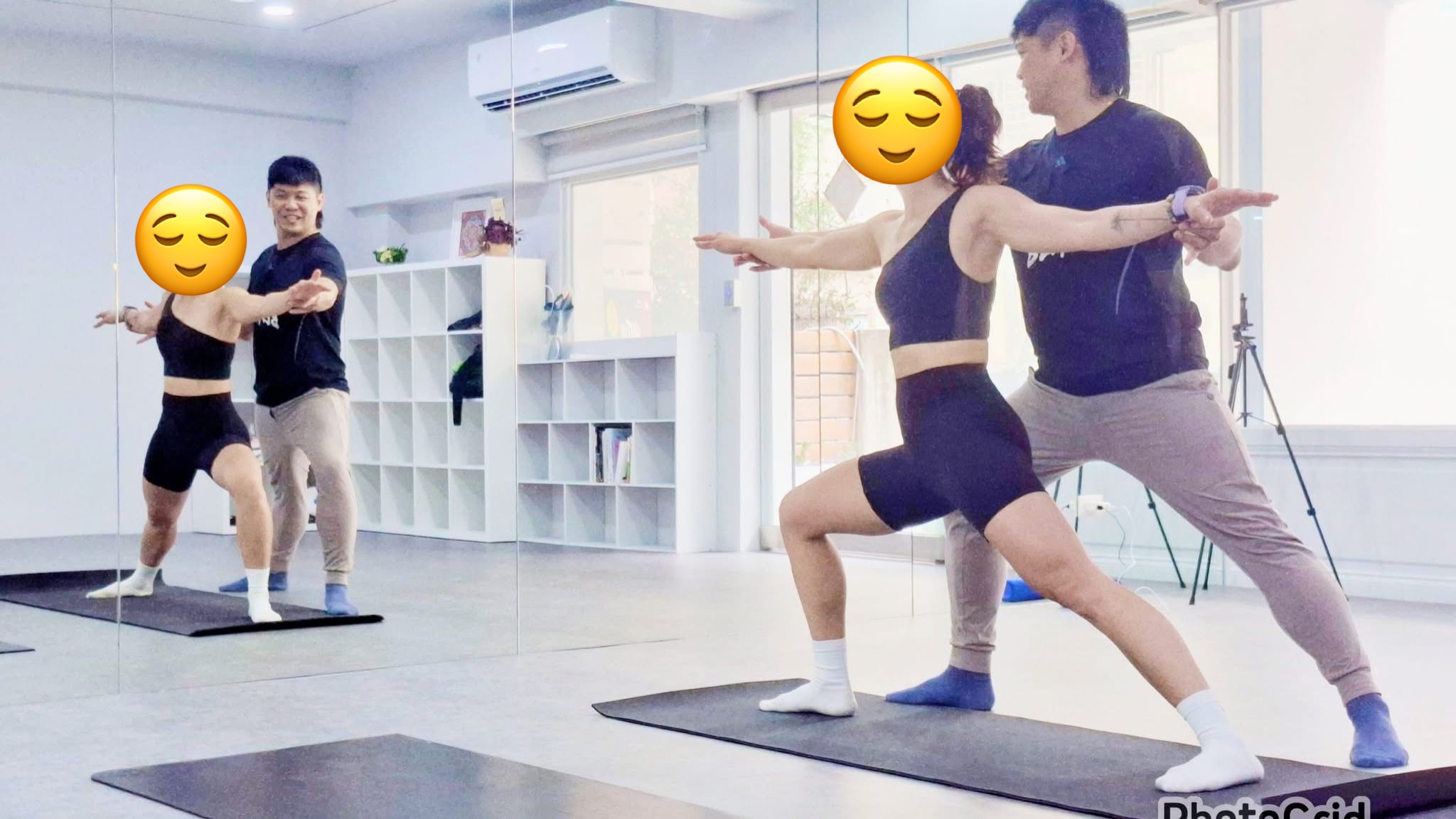 嘉許一對一指導學員瑜伽動作